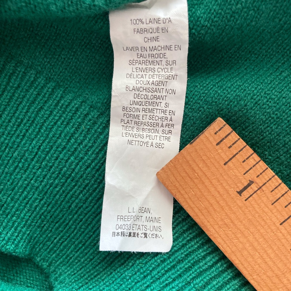 L.L.Bean Kelly Green 100% Lambswool Crewneck Men’s Sweater XXL Tall EUC Y2K Era - Picture 5 of 9